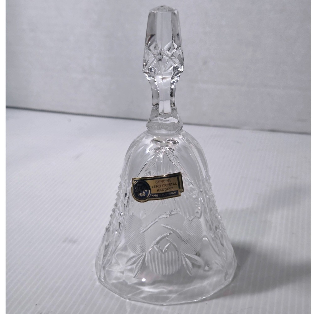 Vintage West Germany Hand Cut 24% Lead Crystal Bell Original Foil Label